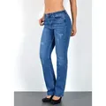 ESRA Straight-Jeans Stretch-Jeans Damen High Waist Jeans Straight Leg Hose Regular G3 Straight Fit Jeans Damen High Waist Gerade Schnitt Jeans bis Übergröße blau 36