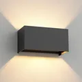ledscom.de Wandleuchte CUBEL für außen, anthrazit, IP65, Up & Downlight, rechteckig, inkl. 2 LED Lampen, je max. 3,5 W, 485lm, warmweiß