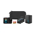 GoPro HERO13 Black Extended Power Bundle – Dualladegerät, 3 Enduro Akkus, 1 Gebogene Klebehalterung, MicroSD-Karte mit 64 GB, Befestigungsclip + Flügelschraube, 2 USB-C-Kabel, Kamera-Case