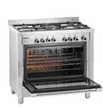 Bartscher Edelstahl Gasherd 5 Flammen Gussroste mit elektrischem Backofen neu