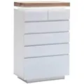 Kommode Romina, Weiß, Eiche, Holzwerkstoff, Eiche, massiv, 6 Schublade(n) Schubladen, 73x114x40 cm, Typenauswahl, Beimöbel erhältlich, Wohnzimmer, Kommoden & Sideboards, Kommoden