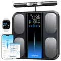 RENPHO Körperfettwaage mit Handsensoren, Personenwaage mit körperfett, Smart Waage mit App für Körperfett, Muskelmasse, BMI, Präzisionswaage bis 180kg/400 lbst, MorphoScan Base