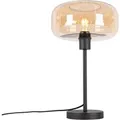 QAZQA Art Deco Tischlampe Schwarz mit Braunem Glas Bizle