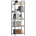 HOMCOM Bücherregal, Standregal mit 5 Ebenen, Industrielles Büroregal mit Metallrahmen, offenes Aufbewahrungsregal für Wohnzimmer, Büro, Arbeitszimmer, 60x30x170,5 cm, Schwarz