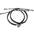 meberg Freundschaftsarmbänder Herz Schwarz Partner-Armbänder Pärchenschmuck Armband Schwarz Silber mit Herz-Anhänger verstellbare Größe