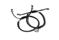 KARMA Freundschaftsarmband 2er Set Freundschaftsarmbänder Herz Schwarz Metall Stoff (Schiebeknoten Schiebearmband Stoffarmband modern, Magnetisch Damenarmband Herrenarmband Geschenk für Sie Ihn), Armband Freunde Partner Unisex Partnerarmbänder