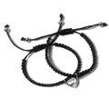 2er Set Freundschaftsarmbänder Herz Schwarz Metall Stoff Armband Freunde Partner