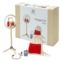PlanToys Vlogger Set Kinder - inkl. Selfie Stick, Kinderkamera, Ringlicht Stativ, Mikrofon und Aufbewahrungstasche - Holzspielzeuge ab 3 Jahre