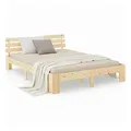 Homestyle4u Holzbett, Natur, Holz, Echtholz,Kiefer, 140x200 cm, Schlafzimmer, Betten
