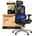 FLEXISPOT Ergonomischer Bürostuhl Schreibtischstuhl, 3D-Armlehnen, 3D-Kopfstütze, 5D-verstellbare Rückenlehne, Atmungsaktiver Sitz Belastbar bis 136 kg Arbeitsstuhl, ErgoX, Schwarz