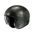 HJC V31 Flame MC4SF Motorrad Jethelm Gr. XL - Grün Schwarz Matt Motorradhelm
