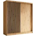 Altdecor Kleiderschrank, Eiche Artisan, Schwarz, Holzwerkstoff, 200x216x61 cm, Schlafzimmer, Kleiderschränke
