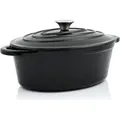 BBQ-Toro Gusseisen Cocotte, 4,3 Liter, schwarz, oval, Emaillierter Gusseisen Bräter mit Deckel - Schwarz