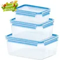 Emsa Clip & Close 3Er Set Frischhaltedosen, 0,55 / 1,0 / 2,3 L, 508566, Farbe: Blau - Blau