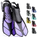 CAPAS Schnorchelflossen, Schwimmflossen Reisegröße Kurz Einstellbar zum Schnorcheln Tauchen Erwachsene Männer Frauen Kinder Offene Ferse Tauchflossen (Violett, S/M)