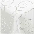 DecoHomeTextil Heimtextilmanufaktur Tischdecke Kringel Circle Tafeldecke Ornamente Damast Tischdecke weiß Eckig 130 x 130 cm