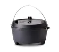 Grillfürst Dutch Oven ca. 28 Liter - stabil stehender Feuertopf durch speziell entwickelte T-Füße, hitzebeständiger Gusseisen Topf, Deckel als Pfanne nutzbar, DO 28