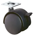 BS Rollen Kunststoff-Doppelrolle F85 50 Feststeller + Platte - F85.050.PL