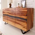 riess-ambiente Massivholz Sideboard AMAZONAS 150cm braun Sheesham Baumkante schwarzes Metallgestell Metallgestell Schrank Kommode