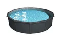 Steinbach Stahlwandpool Set Nuovo de Luxe II – 012141G – Ø 360 x 120 cm – Robuster Pool in Anthrazit für bis zu 11.000 l Wasserinhalt – Mit winterfester silbergrauer Innenfolie und zahlreichem Zubehör