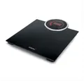 KORONA Personenwaage CORA mit rotem XXL analog / digital Display Retro Design schwarz, Glaswaage 180 kg große Anzeige rot beleuchtet Vintage-Design