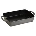 Staub Auflaufform (30 x 20 cm, 3,15 L mit mattschwarzer Emaillierung im Inneren der Auflaufform) grafitgrau
