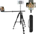 Elitehood Overhead Stativ Handy Flexibel, 180cm Horizontal Tripod iPhone mit 360-Grad-Winkel Verstellbar HandyHalterung Stativ, 63cm Lang Boom mit Handy Stativ für Videoaufnahmen/Tragetasche