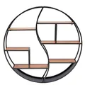 Wandregal rund Holz mit Metallrahmen und 6 Ablagen 68cm RE15 schwarz C-Ware