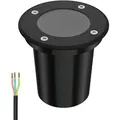 ledscom.de Bodeneinbauleuchte BOLI für außen, IP67, schwarz, rund, 108mm Ø, 1x GU10 max. 15W, gefrostet