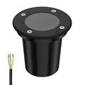 ledscom.de Bodeneinbauleuchte BOLI für außen, IP67, schwarz, rund, 108mm Ø, 1x GU10 max. 15W, gefrostet
