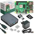 Raspberry Pi 4 Starterkit, 64GB microSDHC inkl. Pi OS, Gehäuse, Netzteil, HDMI-Kabel und Zubehör - RAM: 1GB - Farbe: schwarz - Schwarz