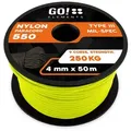 GO!elements Abspannleine Paracord 550 - 4mm, Paracord 550 aus reißfester Nylonschnur gelb 50m