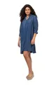 Ulla Popken Damen große Größen Übergrößen Plus Size Lyocell-Kleid, Jeansoptik, Tunika-Ausschnitt, 3/4-Arm Blue Denim 54+ 821513902-54+