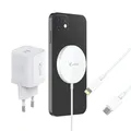 XLAYER Wireless Magnetic Starter Set Induktive Ladestation weiß, Kabellänge: 1,0 m, 15 Watt