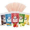 ZuckerwatteSet, Partyset 5 x 250g Cola, Kaugummi, Erdbeere, Apfel, Banane, Va...