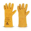 STAHLWERK Schweißerhandschuhe Echtleder – Hitze- und feuerbeständige Schweißhandschuhe für Schweißen und Plasma mit Unterarmschutz, hohe thermische & mechanische Belastbarkeit, Einheitsgröße (35 cm)