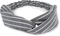 styleBREAKER Damen Haarband mit Streifen Muster, Twist Knoten und Gummizug, Stirnband, Headband, Pinup, Rockabilly 04026038, Farbe:Schwarz