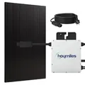 SUNNIVA® 500W Balkonkraftwerk BIFAZIAL FULLBLACK komplett Steckdose HOYMILES 400 Watt Wechselrichter, PV Solaranlage Komplettset, 1x 500W N-Type Glas Bifacial Solarmodule, 5m Kabel
