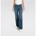 Weite Jeans MAC "DREAM WIDE", Damen, Gr. 38, Länge 30, authentic dunkelblau30, Denim/Jeans, Obermaterial: 75% Baumwolle, 12% Modal, 9% Polyester, 4% Elasthan, unifarben, casual, figurumspielend knöchellang, Jeans, mit weitem Bein-Stretch