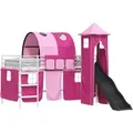 vidaXL Kinderloftbett Weiß und Rosa 90 x 200 cm Metall 42020909