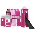 vidaXL Kinderloftbett Weiß und Rosa 90 x 200 cm Metall