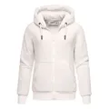 REPUBLIX Sweatjacke JANIE Damen Teddy Sweatjacke Plüsch Hoodie Pullover Zipper Jacke weiß M