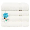 Hammetex Handtücher 50x100 cm 4er Set – 100% Baumwolle Frottier – Oeko-TEX Zertifiziert – Weich, Saugstark – mit Aufhänger, Creme