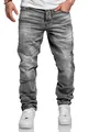 Amaci&Sons Herren Jeans Regular Straight Fit Denim Hose Destroyed A79084 Grau W33/L32