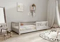 TIMBEE - Alfi - Kinderbett 90x180 cm - Bett Grau - Einzelbett für Kinder mit Lattenrost und Rausfallschutz Abnehmbar - Belastbar bis 100 kg - aus Kiefernholz Klasse 1