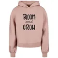Kapuzenpullover MERCHCODE "Merchcode Damen Ladies Spring - Bloom and grow Oversized Hoody", Damen, Gr. 3XL, rosa (duskrose), 100% Baumwolle, mehrfarbig, casual, oversize, ohne Ausschnitt, Langarm, Pullover