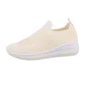 Ital Design Damen Low-Top Sneaker mit Keilabsatz, runde Spitze, Beige, Gr. 38
