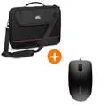 PEDEA Notebook-Tasche Trendline bis 15,6"+ CHERRY MC 1000 Maus schwarz/rot, Wasserabweisendes Nylon, Gepolsterter Rahmen