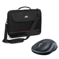 Pedea "Trendline" 15,6", schwarz + Logitech M185, kabellos, grau schwarz/rot, Wasserabweisendes Nylon, Gepolsterter Rahmen