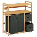 AdelDream Wäschekorb AdelDream 140L Wäschekorb mit Korb und Ablagen grau 100 cm